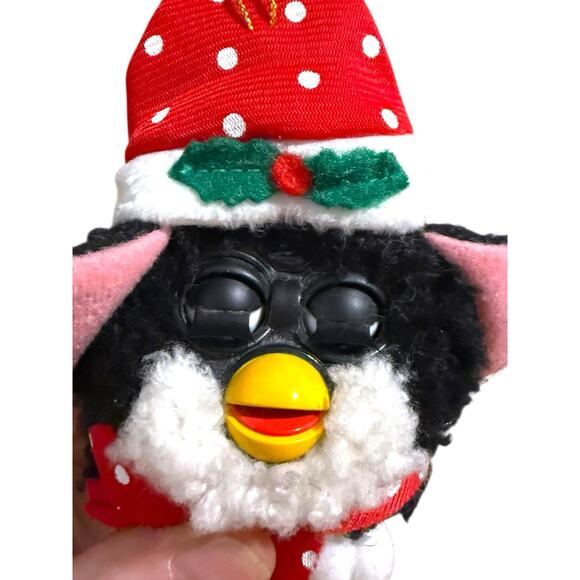 Vintage 1999 Furby Blue Eyes Christmas Ornament Black Santa Hat Xmas 4.5” - Picture 4 of 12